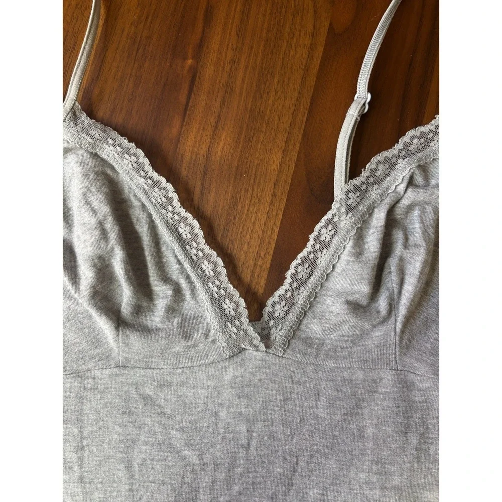 Lace Trim Victoria's Secret Angels Nightgown Ruffle Hem Chemise S Grey Vintage